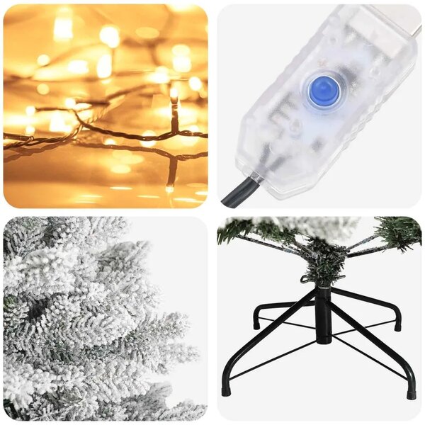 Umjetno božićno drvce s nogom 150 cm 150 LED lampica - Zelena i bijela 150 cm s LED svjetlima