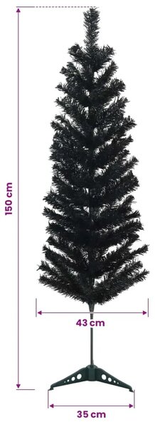 Umjetno usko božićno drvce s kuglicom 150 cm 150 LED lampica - 150 cm s LED-ima i crnim lopticama