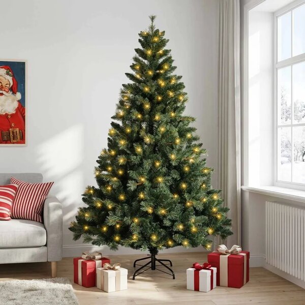Umjetno božićno drvce s nogom 120 cm 150 LED lampica - Zelena 120 cm s LED svjetlima