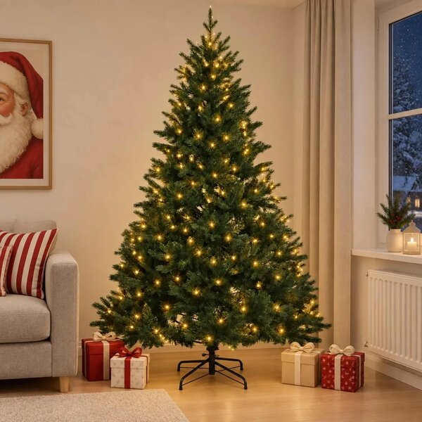 Umjetno božićno drvce s nogom 120 cm 150 LED lampica - Zelena 120 cm s LED svjetlima