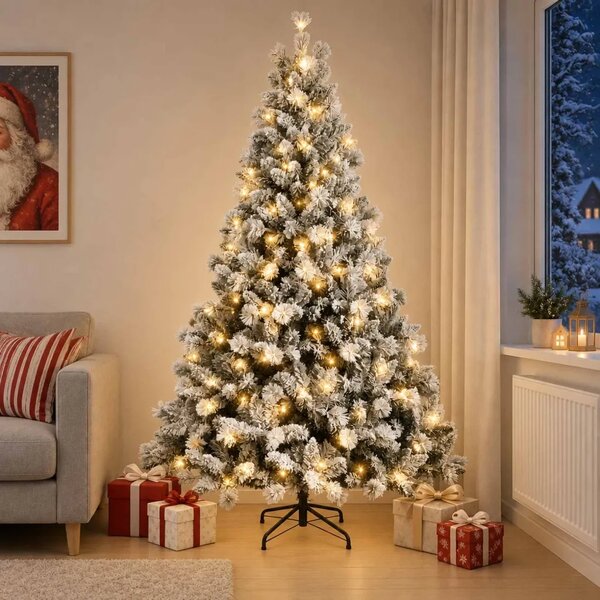 Umjetno božićno drvce s nogom 120 cm 150 LED lampica - Bijela 120 cm s LED svjetlima