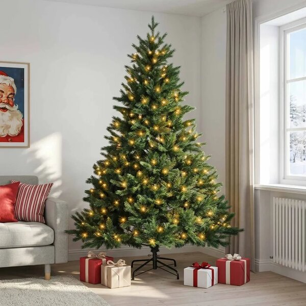 Umjetno božićno drvce s nogom 120 cm 150 LED lampica - Zelena 120 cm s LED svjetlima