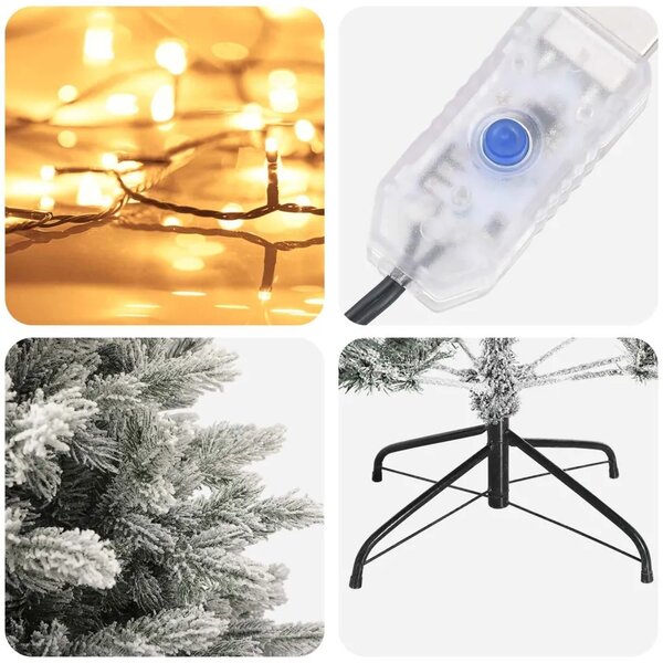 Umjetno božićno drvce s nogom 120 cm 150 LED lampica - Bijela 120 cm s LED svjetlima