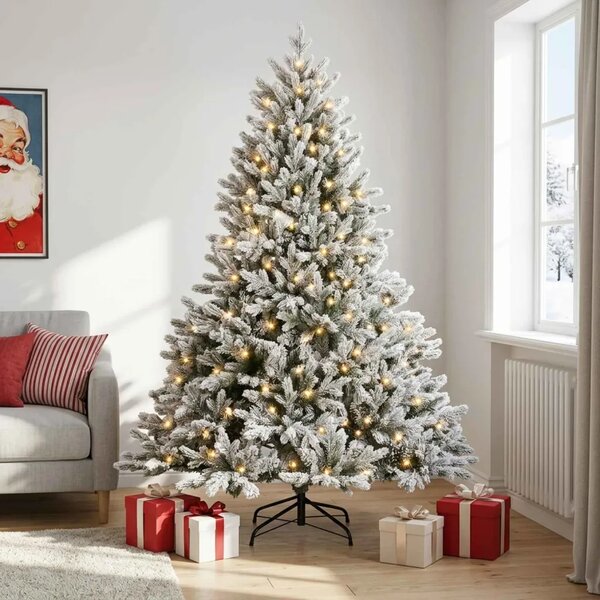 Umjetno božićno drvce s nogom 120 cm 150 LED lampica - Bijela 120 cm s LED svjetlima