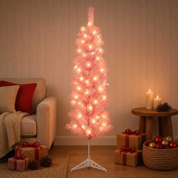 Umjetno vitko božićno drvce 120 cm 150 LED lampica Topla bijela - 120 cm s LED svjetlima