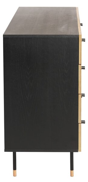 Crna/u prirodnoj boji niska komoda u dekoru hrasta 130x87 cm Jugend – Woodman