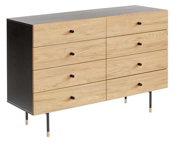 Crna/u prirodnoj boji niska komoda u dekoru hrasta 130x87 cm Jugend – Woodman