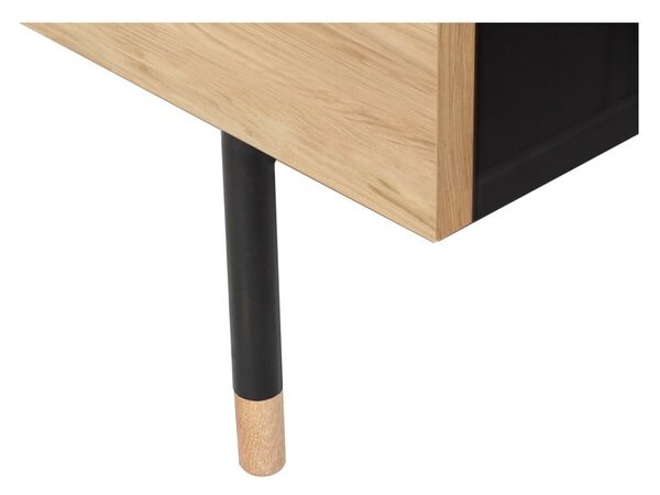 Crna/u prirodnoj boji niska komoda u dekoru hrasta 130x87 cm Jugend – Woodman