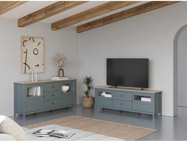Komoda prljavo zelena od masivnog bora 180x80x40 cm Misti – Marckeric