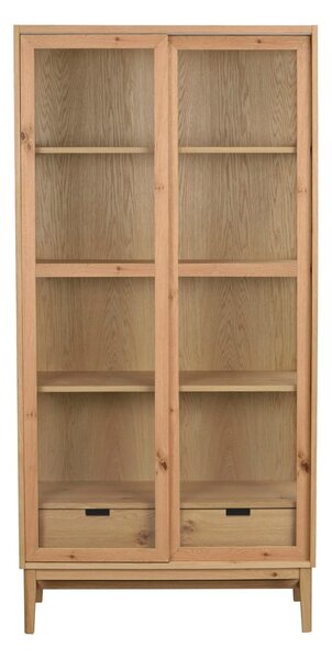 Vitrina u dekoru hrasta s kliznim vratima u prirodnoj boji 100x203 cm Hazelton – Rowico