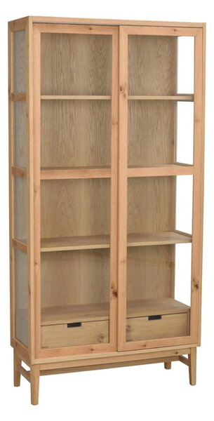 Vitrina u dekoru hrasta s kliznim vratima u prirodnoj boji 100x203 cm Hazelton – Rowico