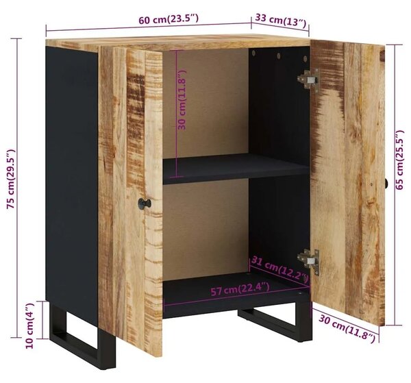 Komoda 60 x 33 x 75 cm od masivnog drva manga - masivno drvo manga