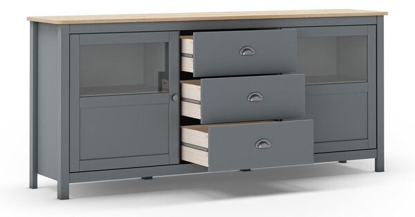 Komoda prljavo zelena od masivnog bora 180x80x40 cm Misti – Marckeric