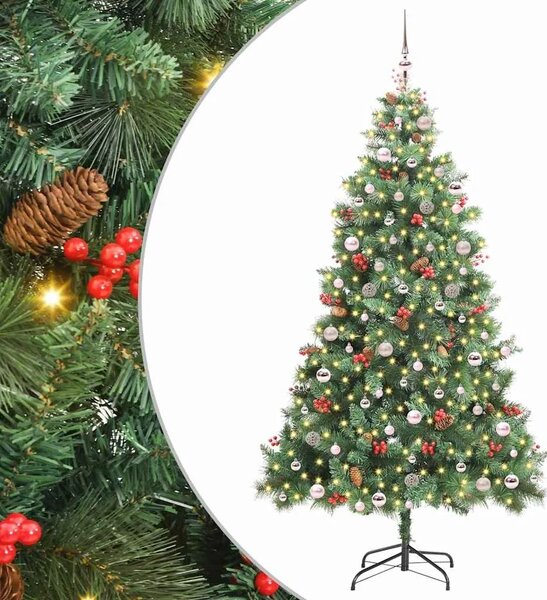 Umjetno božićno drvce 300 LED lampica Topla bijela PVC i metal - 240 cm s LED-ima i ružičastim kuglicama