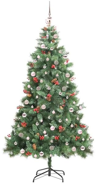 Umjetno božićno drvce 300 LED lampica Topla bijela PVC i metal - 240 cm s LED-ima i ružičastim kuglicama