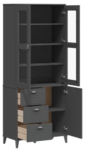 Visoka komoda VIKEN antracit siva 80x40x190 cm masivna borovina - Antracit siva