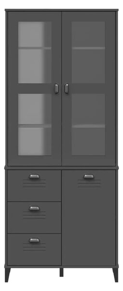 Visoka komoda VIKEN antracit siva 80x40x190 cm masivna borovina - Antracit siva