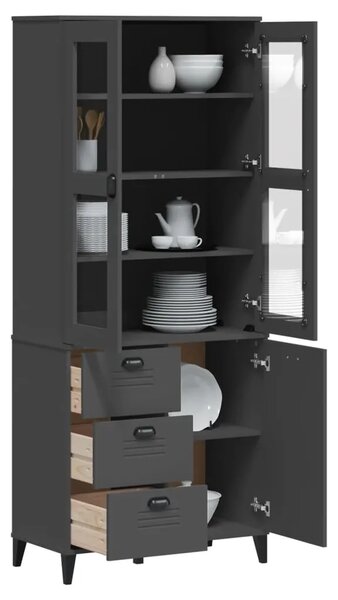 Visoka komoda VIKEN antracit siva 80x40x190 cm masivna borovina - Antracit siva