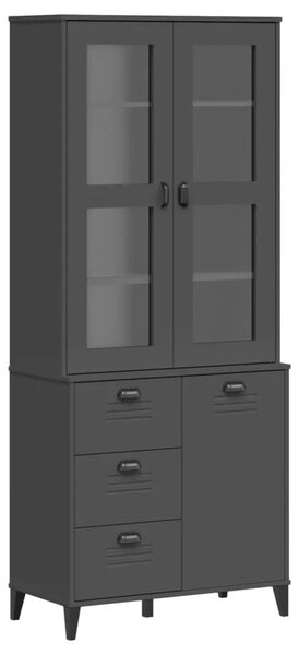 Visoka komoda VIKEN antracit siva 80x40x190 cm masivna borovina - Antracit siva