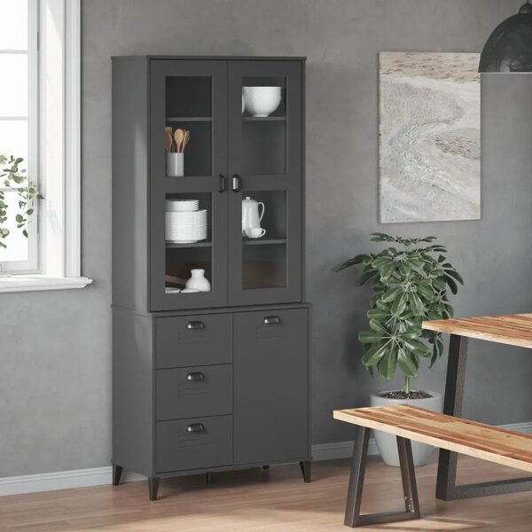 Visoka komoda VIKEN antracit siva 80x40x190 cm masivna borovina - Antracit siva