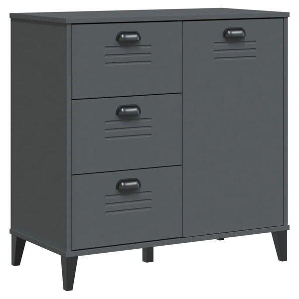 Visoka komoda VIKEN antracit siva 80x40x190 cm masivna borovina - Antracit siva