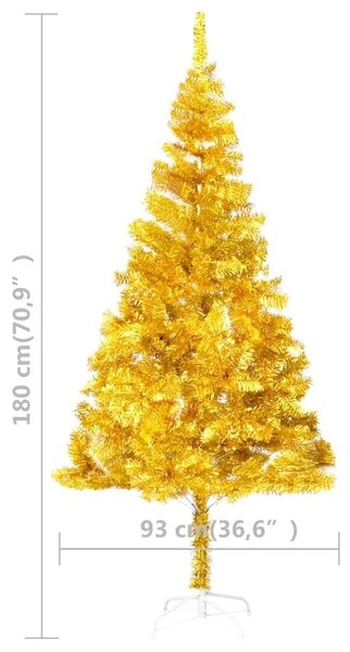 Umjetno osvijetljeno božićno drvce s kuglicama zlatno 180cm PET - Zlatno s LED-ima i ružičasto zlatnim kuglicama