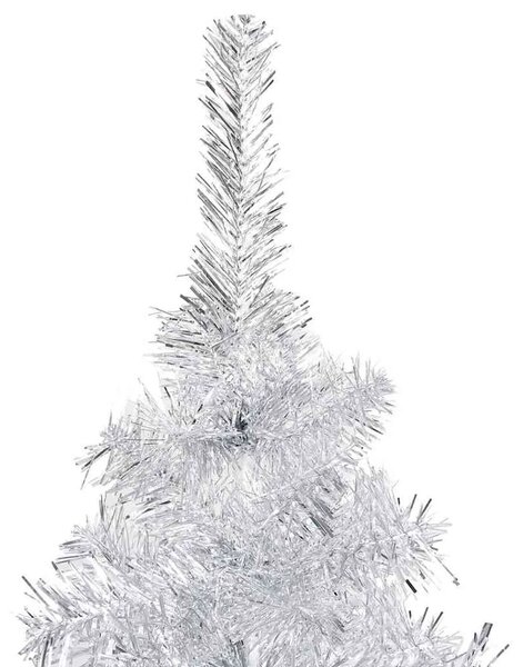 Umjetno osvijetljeno božićno drvce i kuglice srebrno 120 cm PET - Srebrna 120 cm s 150 LED dioda i ružičastim zlatnim kuglicama