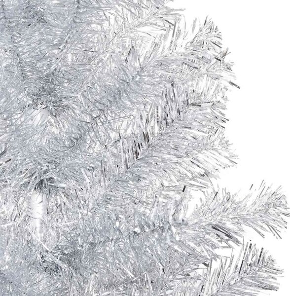 Umjetno osvijetljeno božićno drvce i kuglice srebrno 120 cm PET - Srebrna 120 cm s 150 LED dioda i ružičastim zlatnim kuglicama