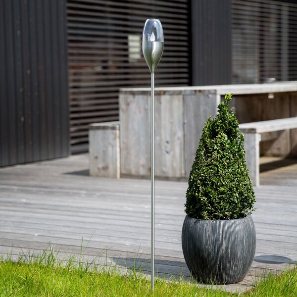 Lindby LED solarna svjetiljka Jari, visina 122 cm, nehrđajući čelik, prozirna, Metalik, Metal