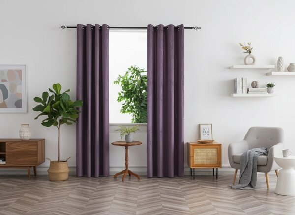 Zamračujuća zavjesa DUNES VELVET 140x250 cm, ljubičasta Sistem za vješanje: Metalni prstenovi