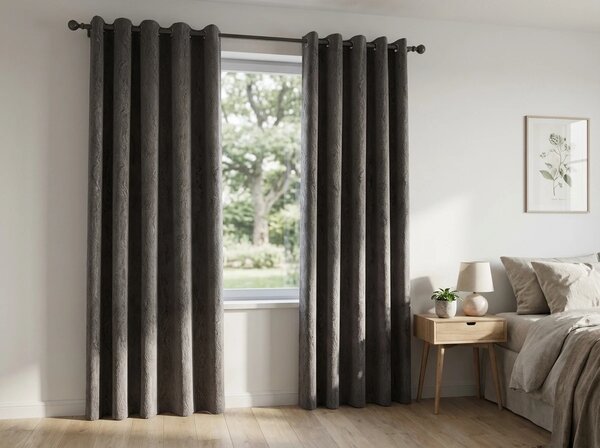 Zamračujuća zavjesa DUNES VELVET 140x250 cm, tamno siva Sistem za vješanje: Metalni prstenovi