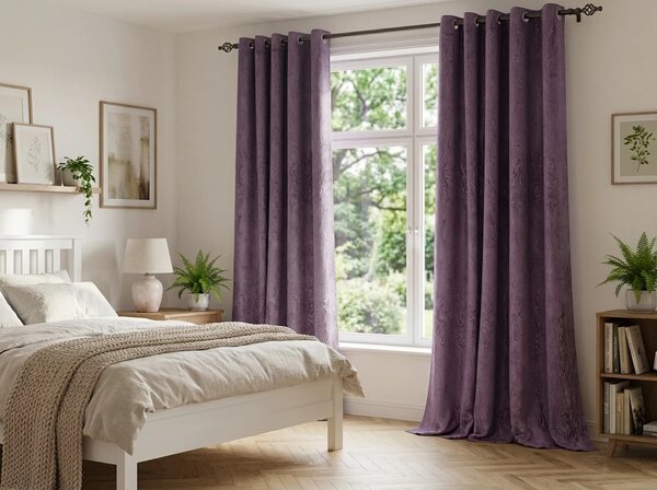 Zamračujuća zavjesa DUNES VELVET 140x250 cm, ljubičasta Sistem za vješanje: Metalni prstenovi