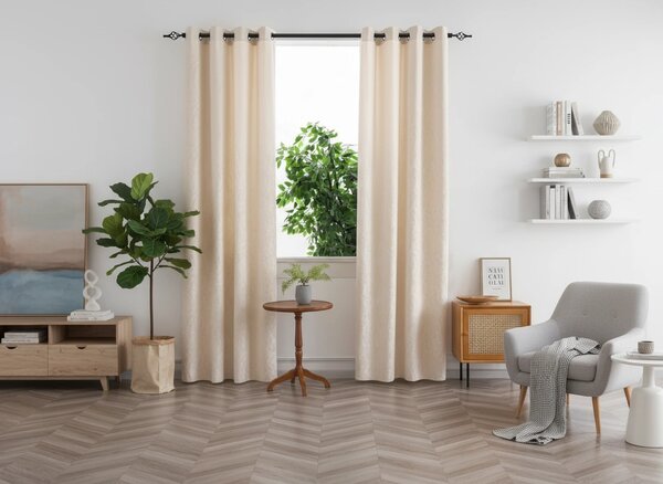 Zamračujuća zavjesa DUNES VELVET 140x250 cm, krem. Sistem za vješanje: Metalni prstenovi