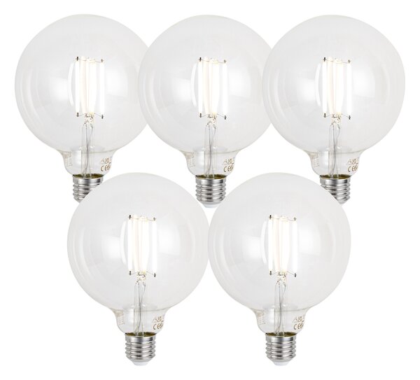 Set od 5 pametnih E27 prigušivih LED žarulja G125 prozirnih 7W 806 lm 2700-6500K Zigbee