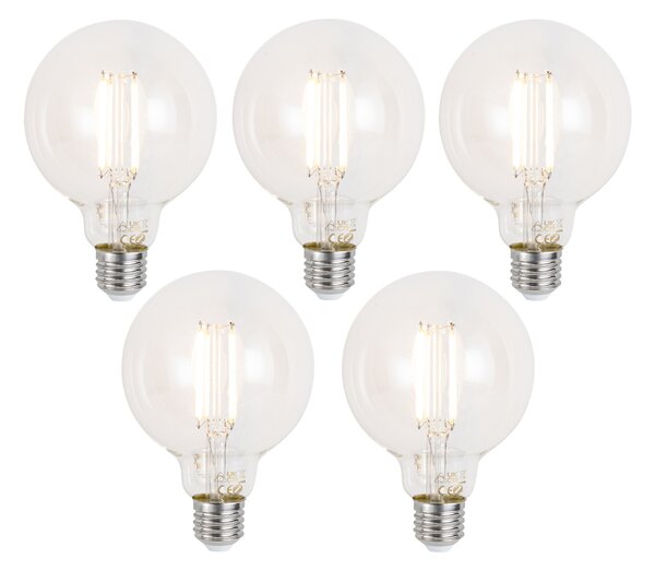 Set od 5 pametnih E27 prigušivih LED žarulja G95 prozirnih 7W 806 lm 2700-6500K Zigbee