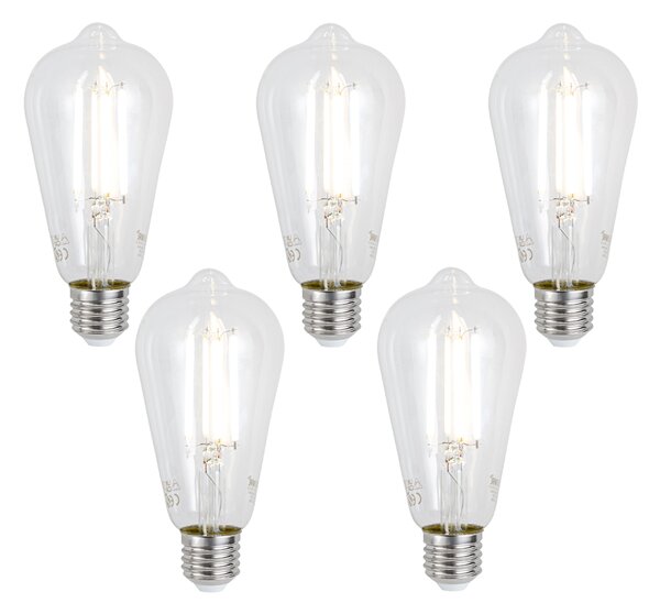 Set od 5 pametnih E27 prigušivih LED žarulja ST64 prozirne 7W 806 lm 2700-6500K Zigbee