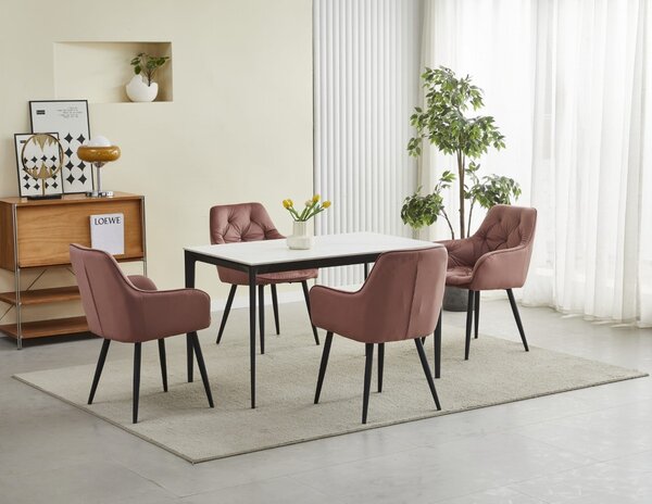 Blagovaonska stolica JORK VELVET, roze