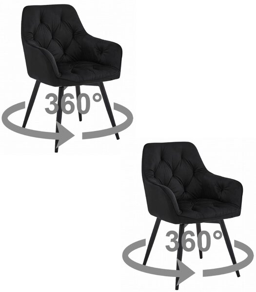 Rotirajuća blagovaonska stolica JORK360 VELVET, crna
