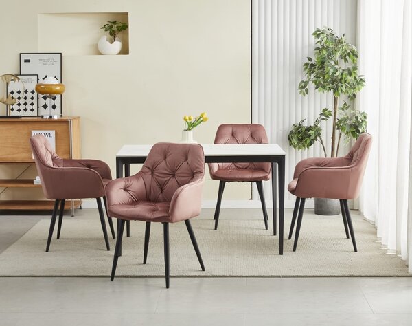 Blagovaonska stolica JORK VELVET, roze
