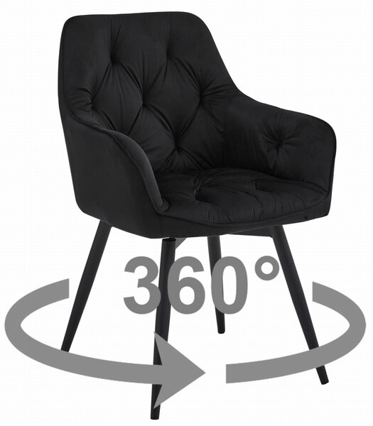 Rotirajuća blagovaonska stolica JORK360 VELVET, crna