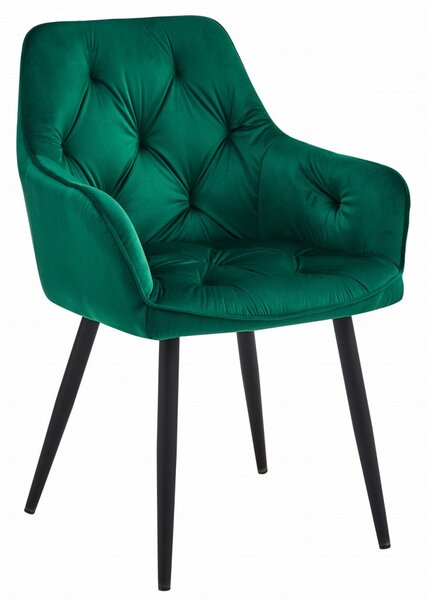 Blagovaonska stolica JORK VELVET, tamno zelena