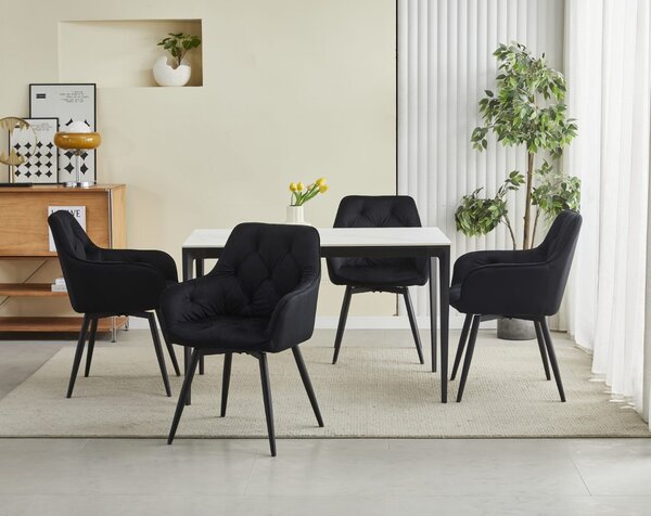 Rotirajuća blagovaonska stolica JORK360 VELVET, crna