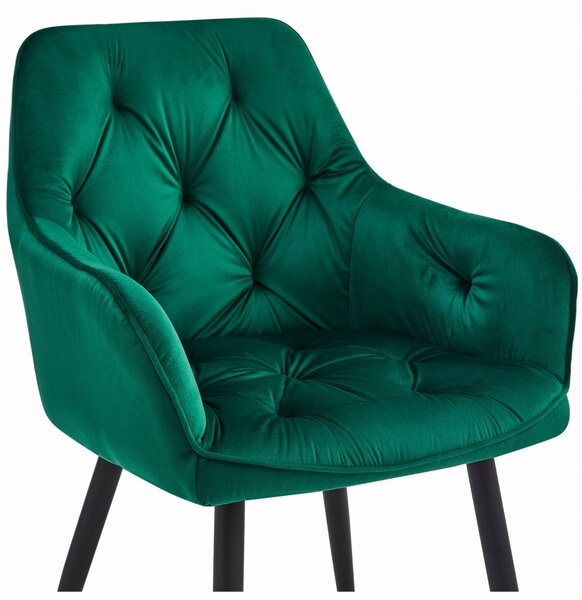 Blagovaonska stolica JORK VELVET, tamno zelena