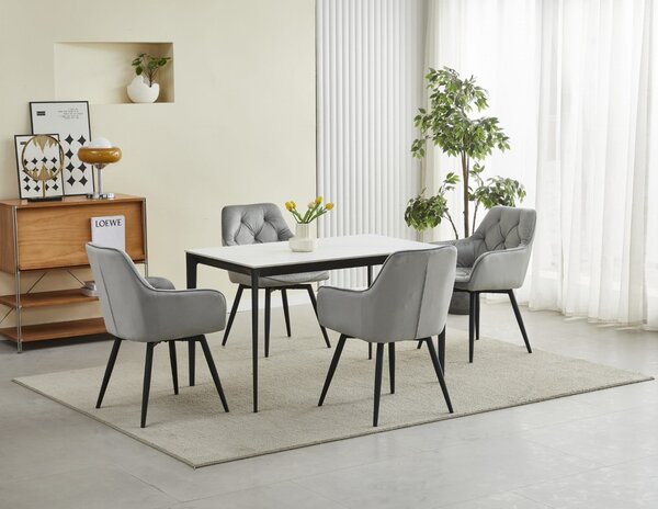 Okretni blagovaonski stolac JORK360 VELVET, svijetlosivi