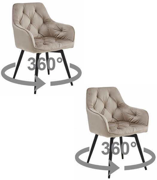 Rotirajuća blagovaonska stolica JORK360 VELVET, bež