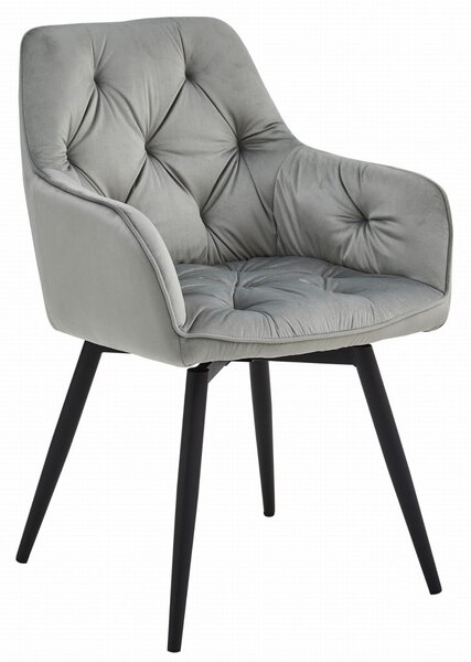 Okretni blagovaonski stolac JORK360 VELVET, svijetlosivi