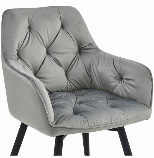 Okretni blagovaonski stolac JORK360 VELVET, svijetlosivi