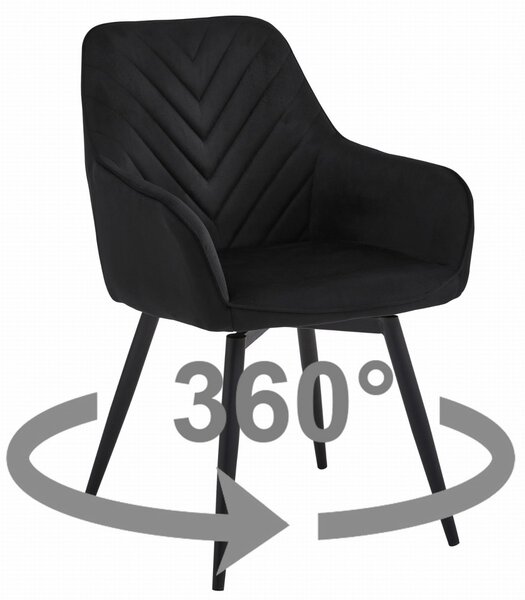 Rotirajuća blagovaonska stolica NANA360 VELVET, crna