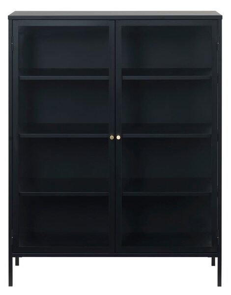 Crna vitrina Unique Furniture Carmel, visina 140 cm