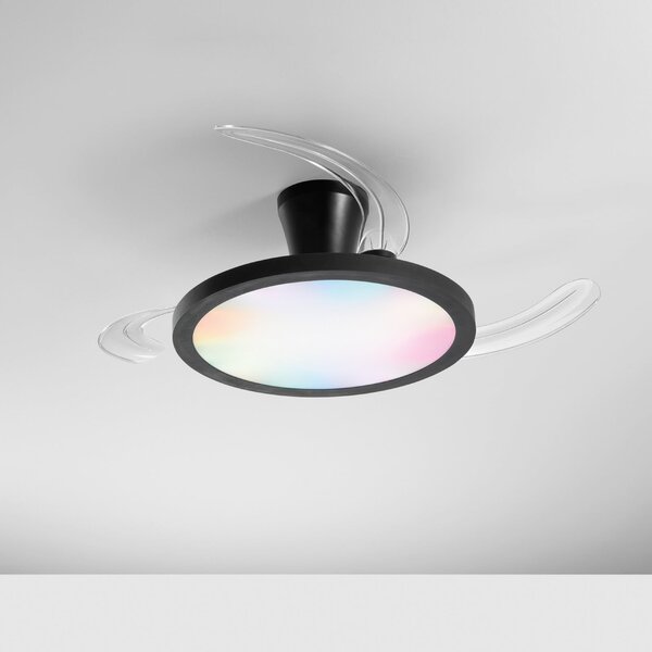 INTEC Condor LED stropni ventilator, crni, Ø 106 cm, CCT RGB, tih, prigušiva, Crno, Dnevni boravak/blagovaonica, Plastika